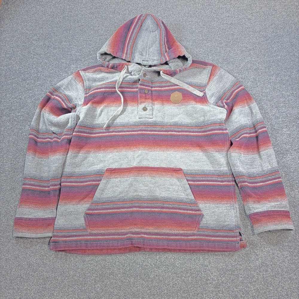 Vissla Mens L Baja Hoodie Serape Striped Pullover 100% Cotton M503EELG